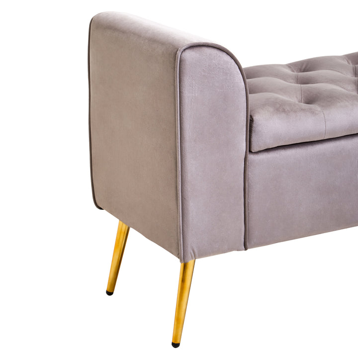 Loretta Mink Velvet Ottoman Bench with Storage