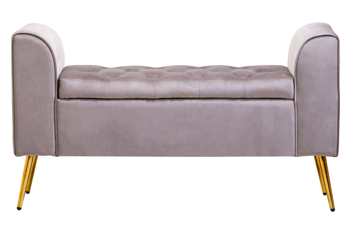 Loretta Mink Velvet Ottoman Bench with Storage