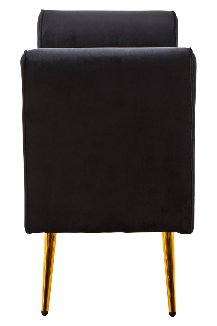 Loretta Black Velvet Storage Ottoman Bench