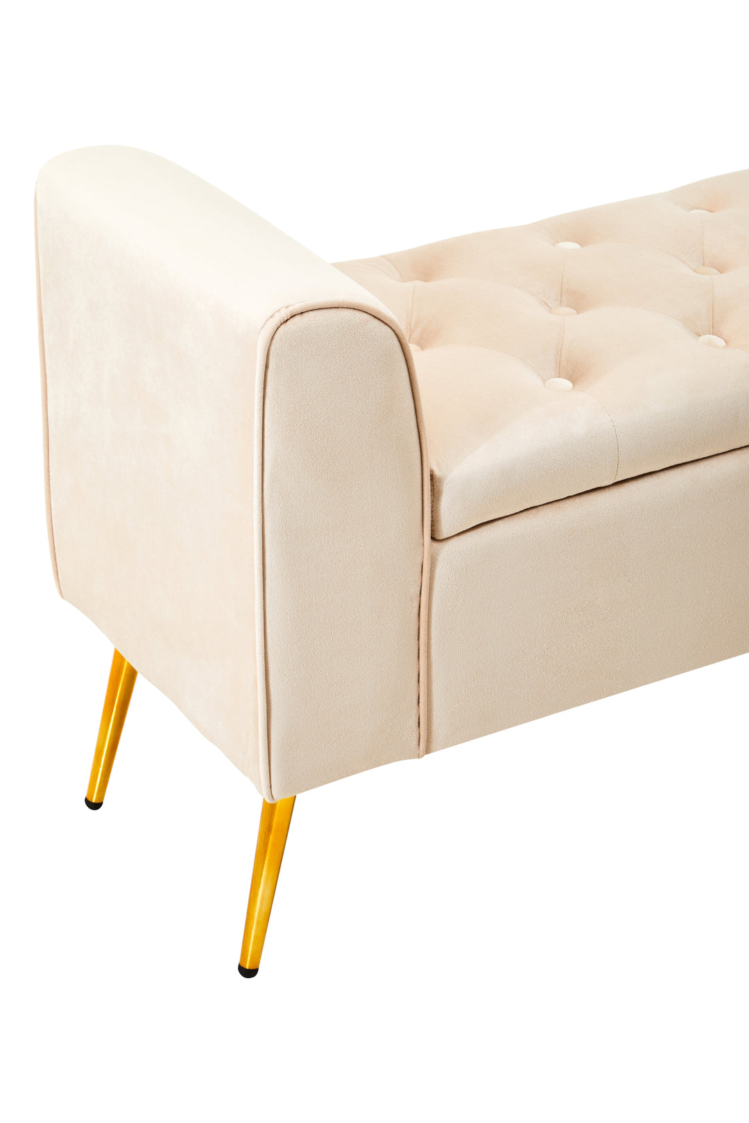Loretta Stone Grey Velvet Storage Ottoman Bench