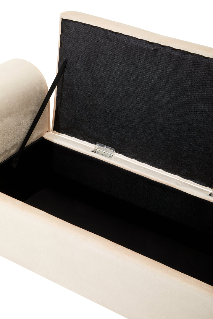 Loretta Stone Grey Velvet Storage Ottoman Bench