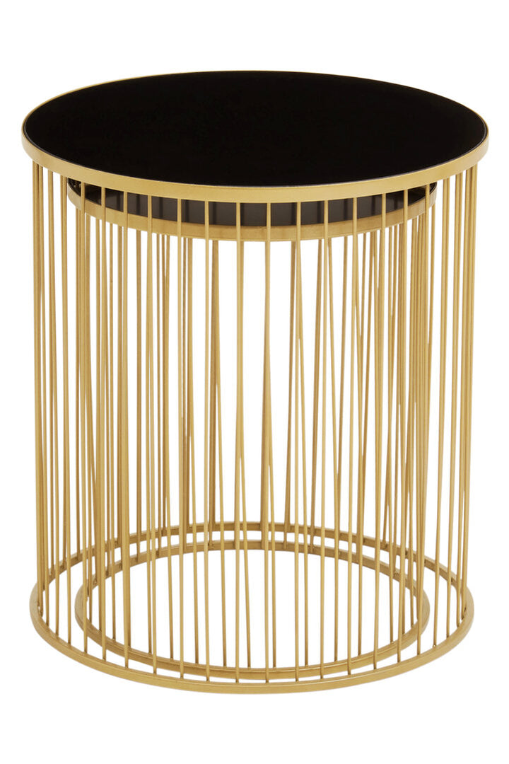 Banstead Set of Two Black & Gold Side Tables – Contemporary Accent Tables