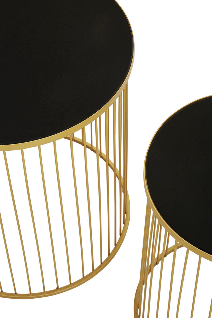 Banstead Set of Two Black & Gold Side Tables – Contemporary Accent Tables