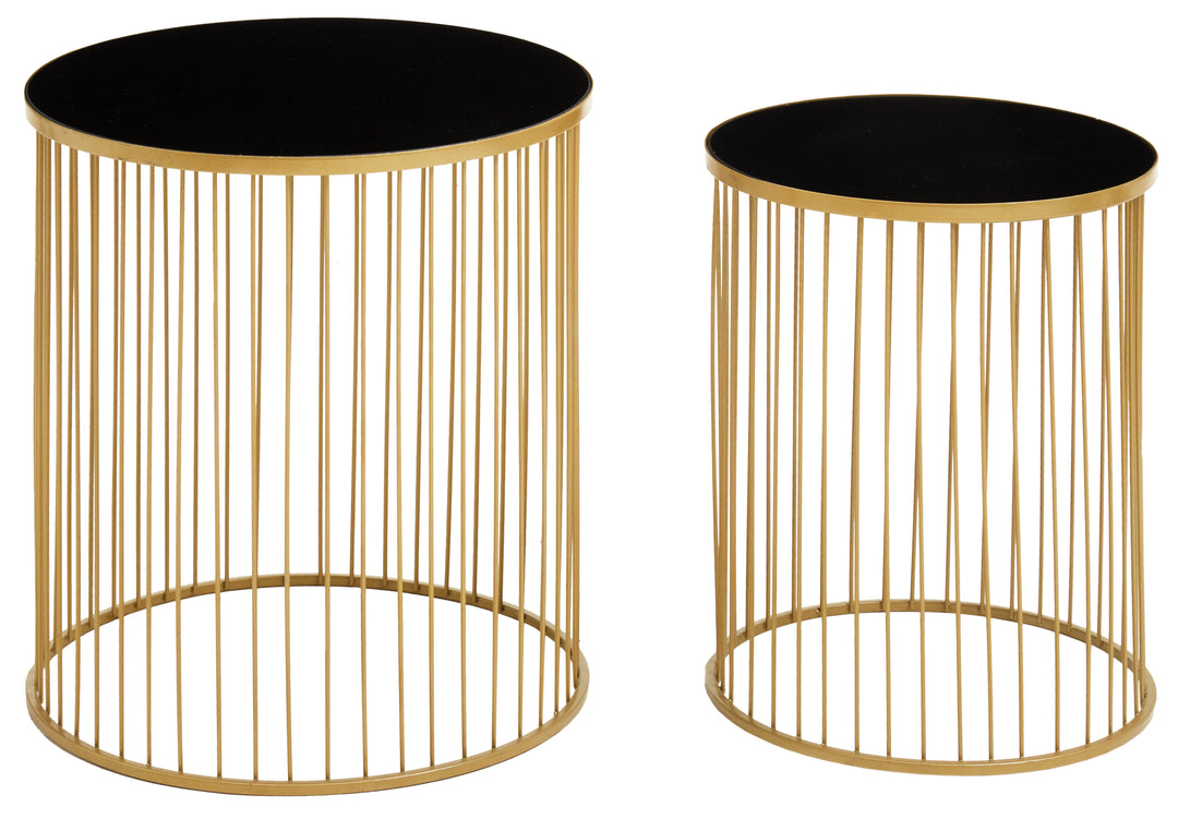 Avento Set of 2 Black & Gold Side Tables