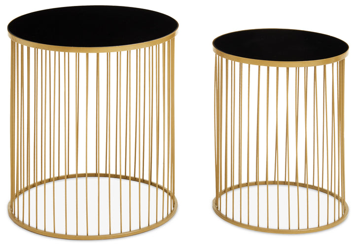 Avento Set of 2 Black & Gold Side Tables