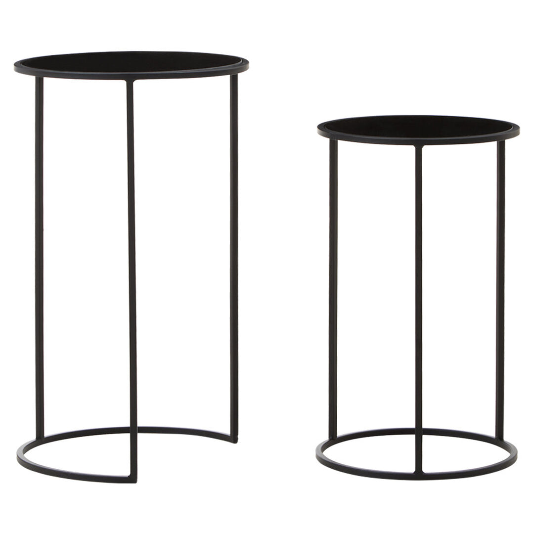 Banstead Set of Two Round Black Plant Stands – Contemporary Plant Stands