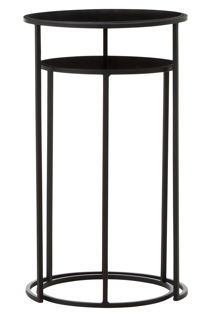 Banstead Set of Two Round Black Plant Stands – Contemporary Plant Stands