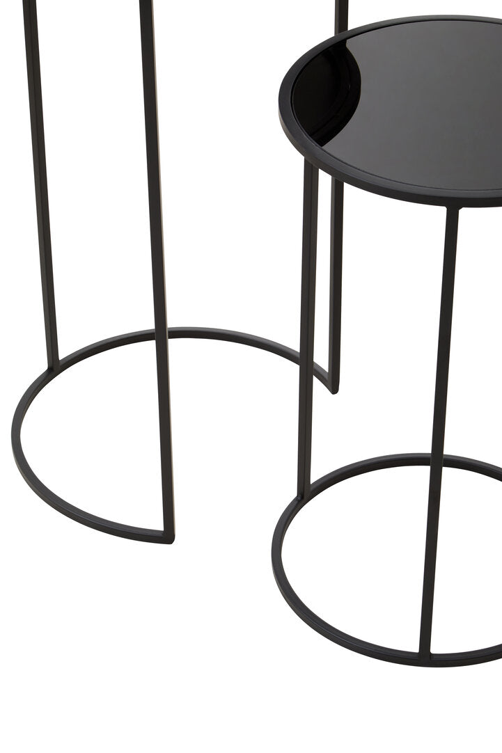 Banstead Set of Two Round Black Plant Stands – Contemporary Plant Stands