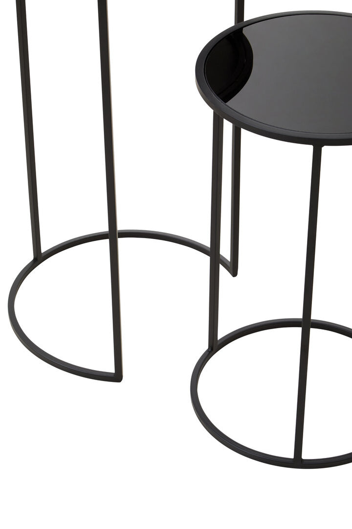Banstead Set of Two Round Black Plant Stands – Contemporary Plant Stands