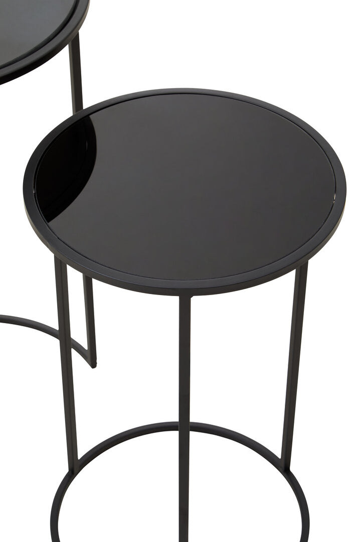 Banstead Set of Two Round Black Plant Stands – Contemporary Plant Stands