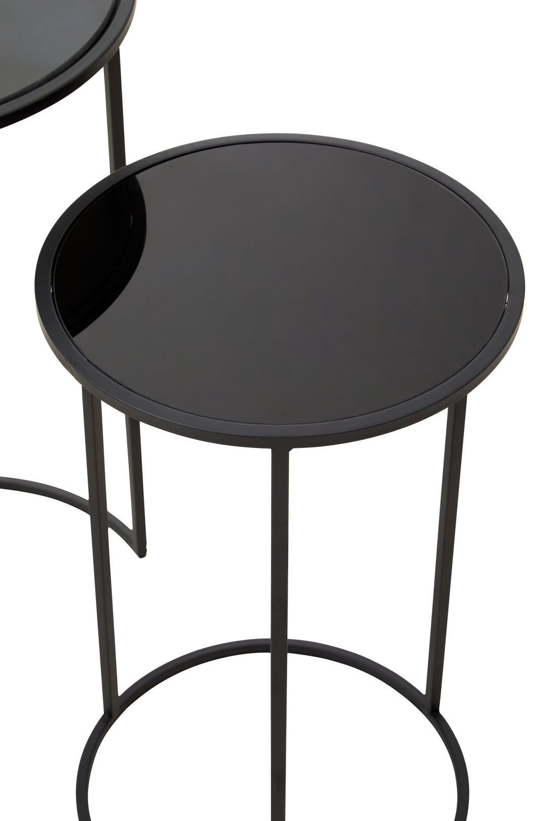 Avento Set of 2 Round Black Plant Stands