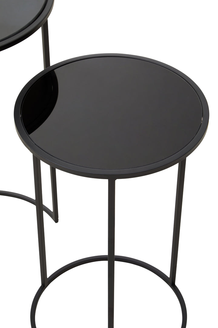 Avento Set of 2 Round Black Plant Stands