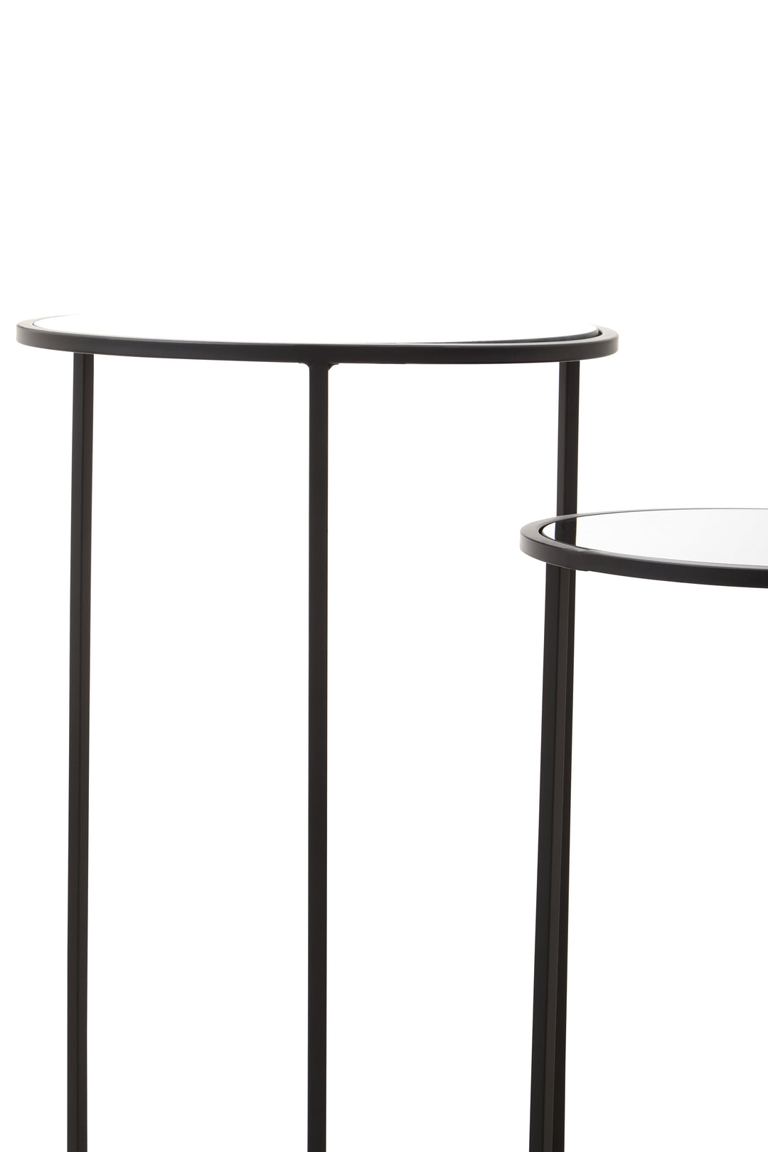 Avento Set of 2 Round Black Plant Stands