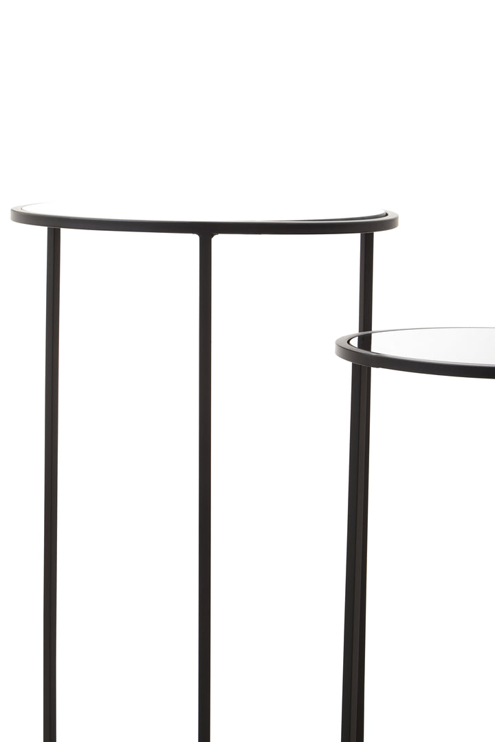 Avento Set of 2 Round Black Plant Stands