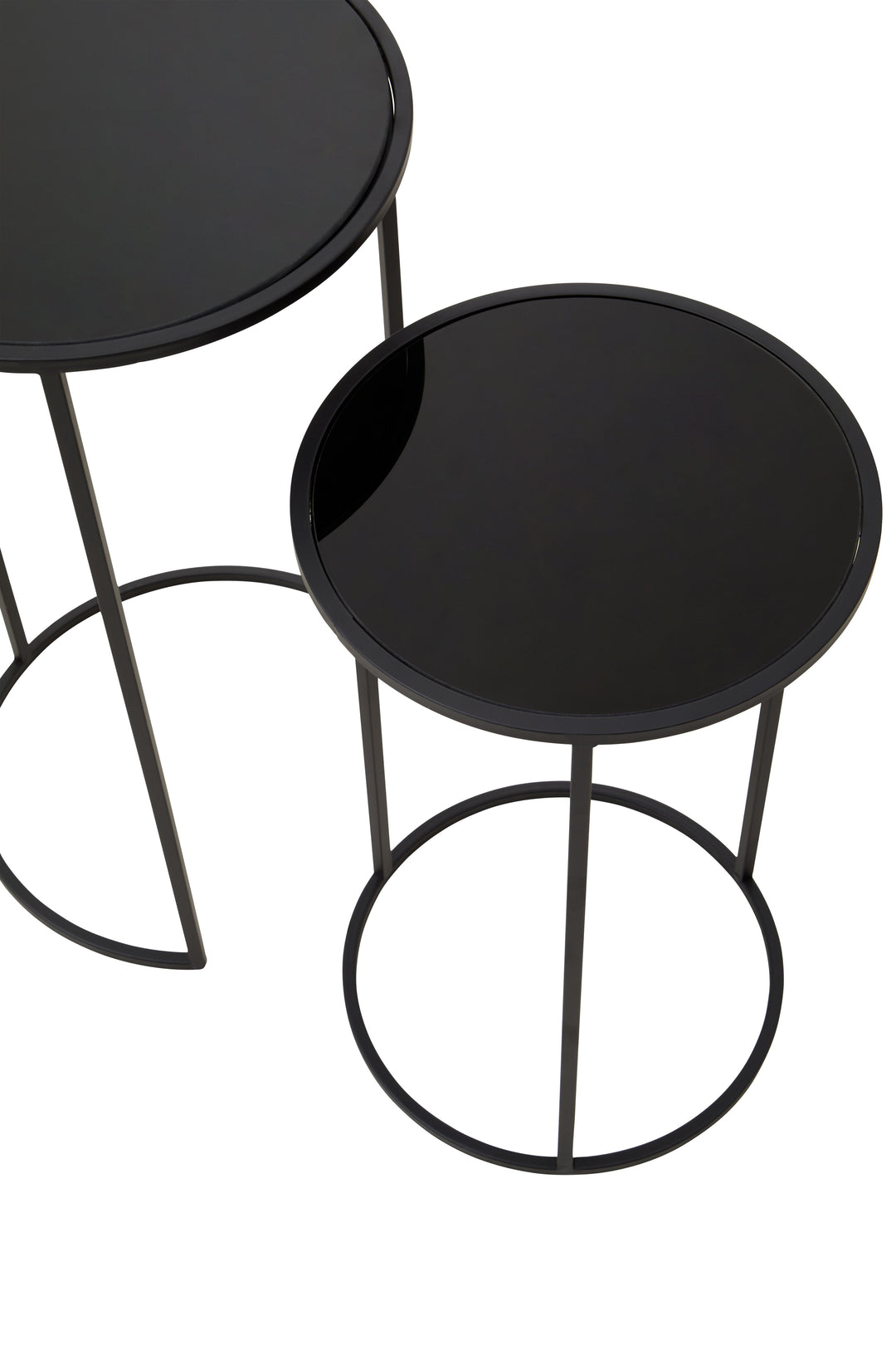 Avento Set of 2 Round Black Plant Stands