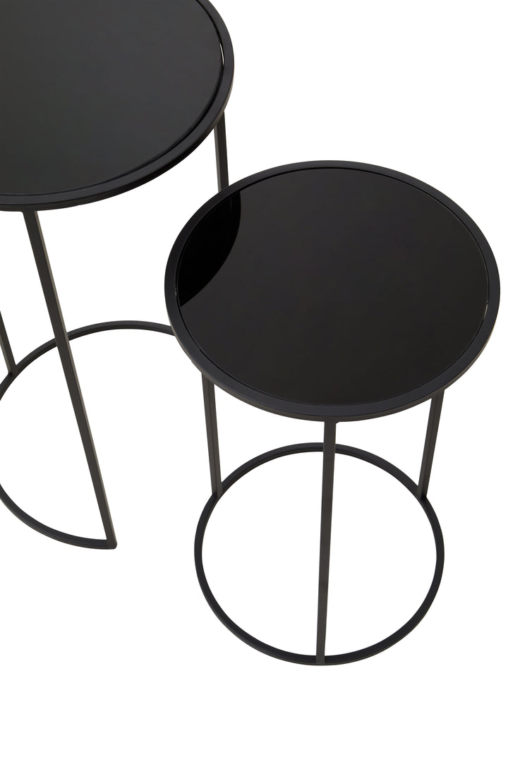 Avento Set of 2 Round Black Plant Stands