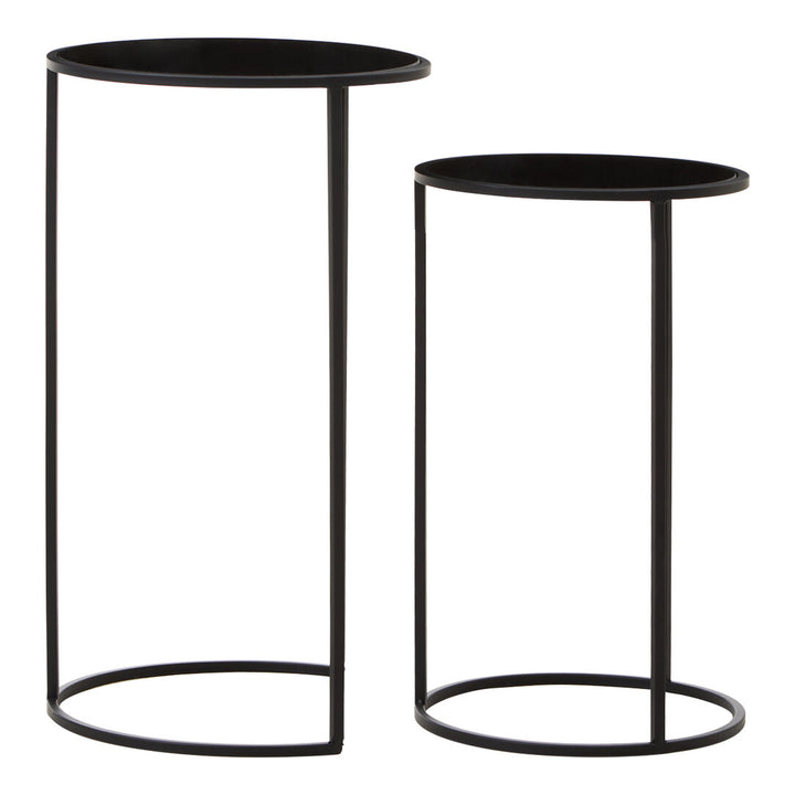 Banstead Set of Two Round Black Plant Stands – Contemporary Plant Stands