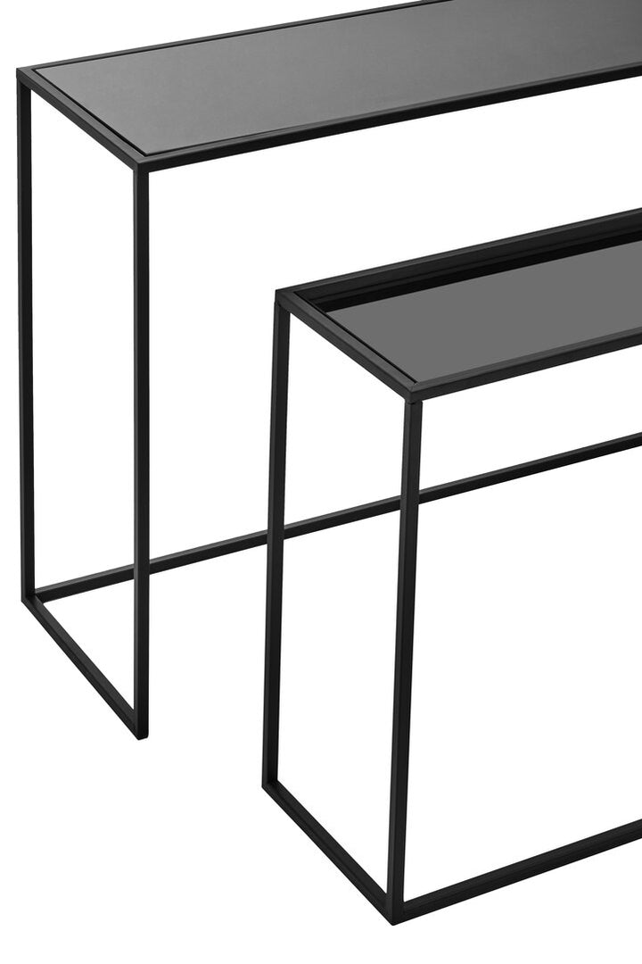 Banstead Set of Two Black Console Tables – Contemporary Nesting Console Tables