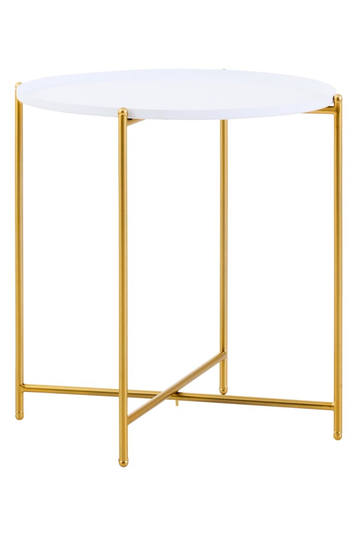 Wilmslow Two-Tier White & Gold Side Table – Contemporary Accent Table