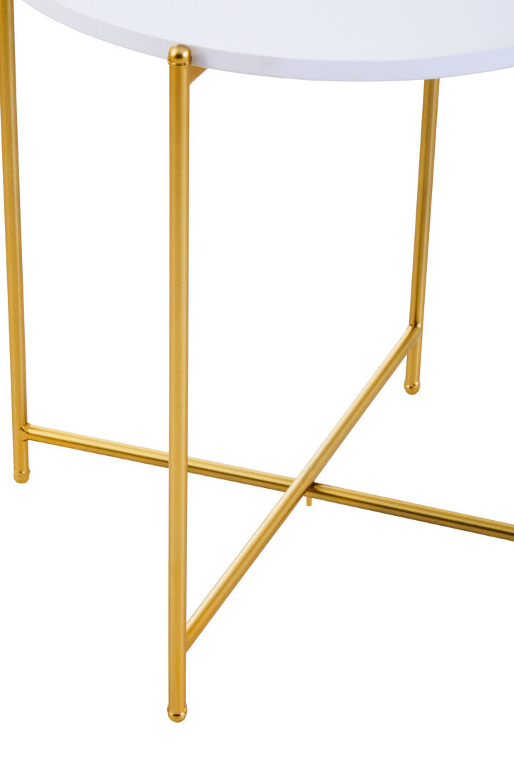 Wilmslow Two-Tier White & Gold Side Table – Contemporary Accent Table