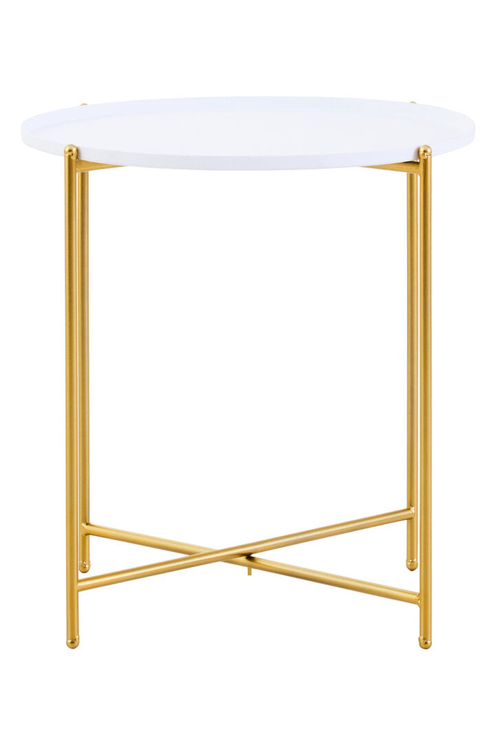 Wilmslow Two-Tier White & Gold Side Table – Contemporary Accent Table