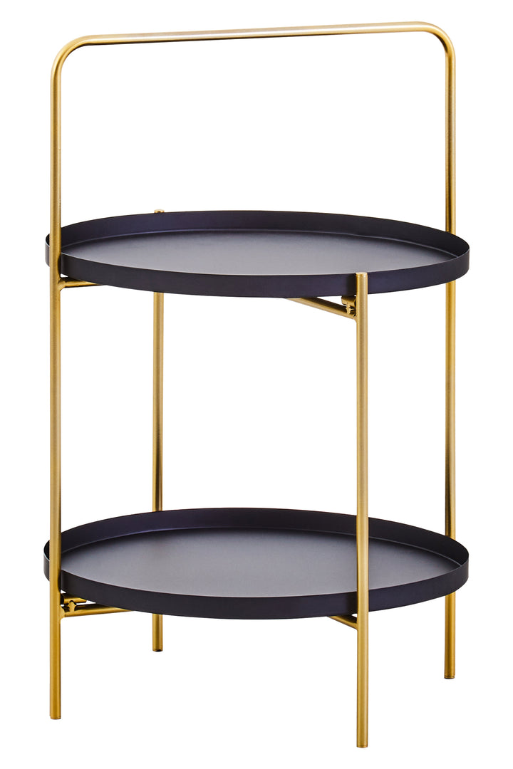Trosa Side Table – Two Tier in Black and Gold Finish