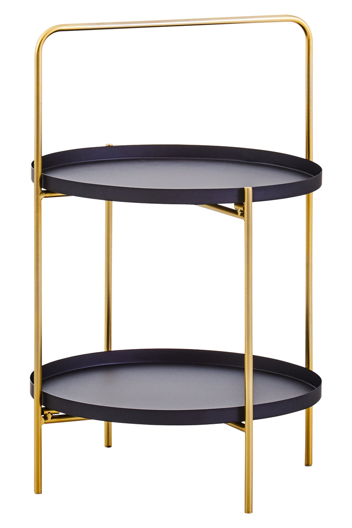 Trosa Side Table – Two Tier in Black and Gold Finish