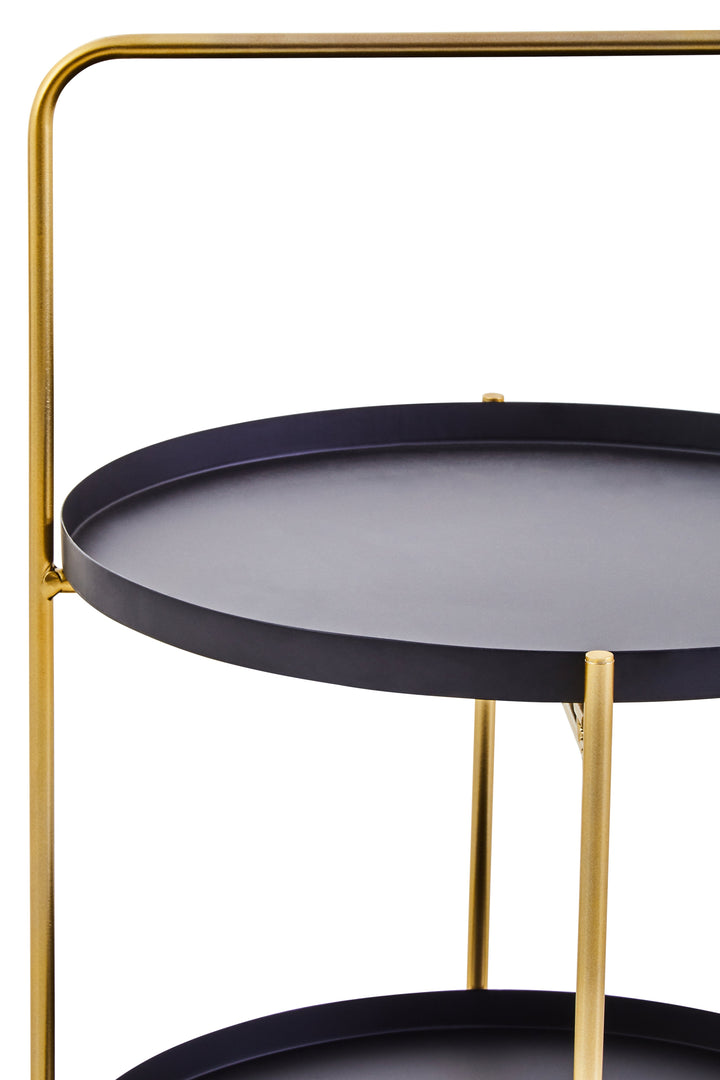 Trosa Side Table – Two Tier in Black and Gold Finish