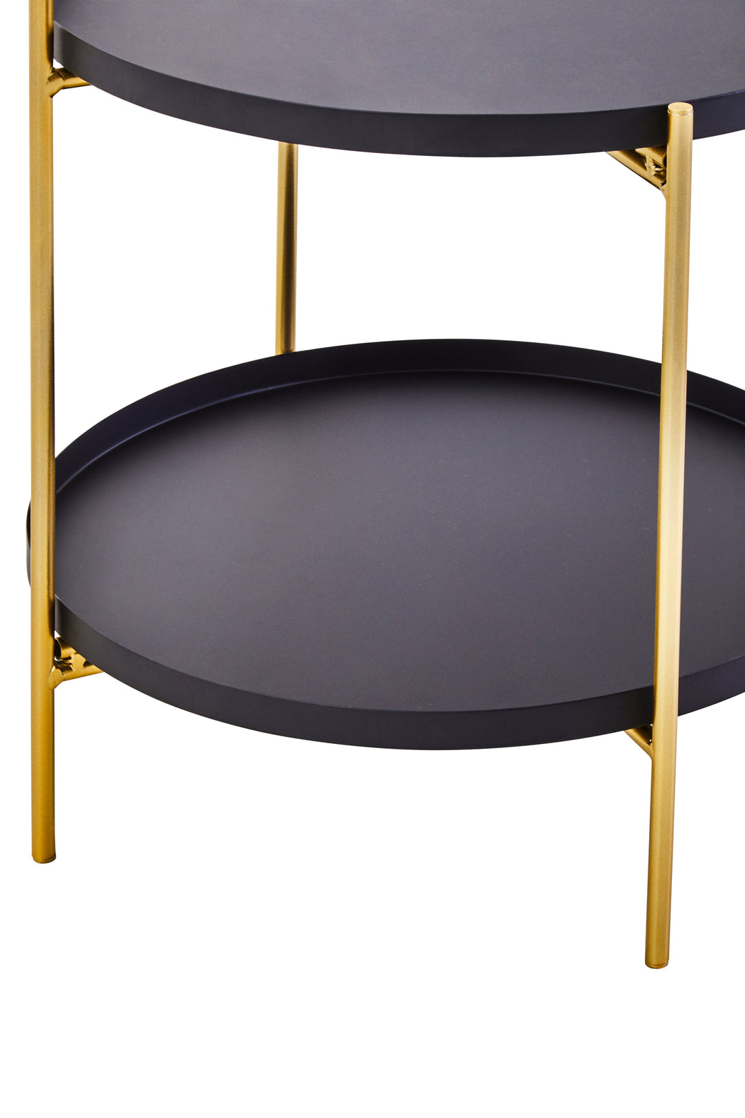 Trosa Side Table – Two Tier in Black and Gold Finish