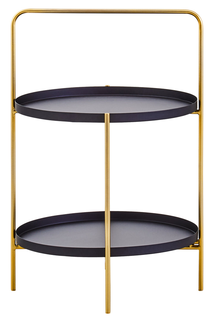 Trosa Side Table – Two Tier in Black and Gold Finish