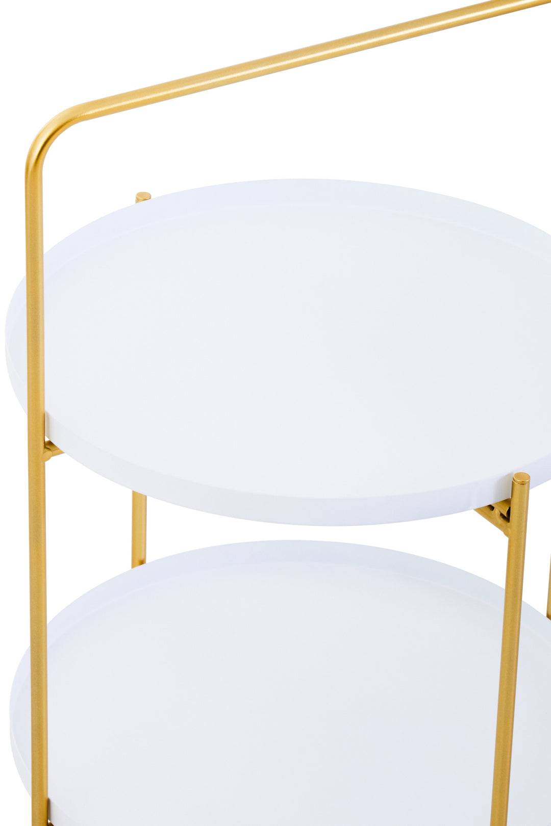 Trosa Side Table – Two Tier in White and Gold Finish