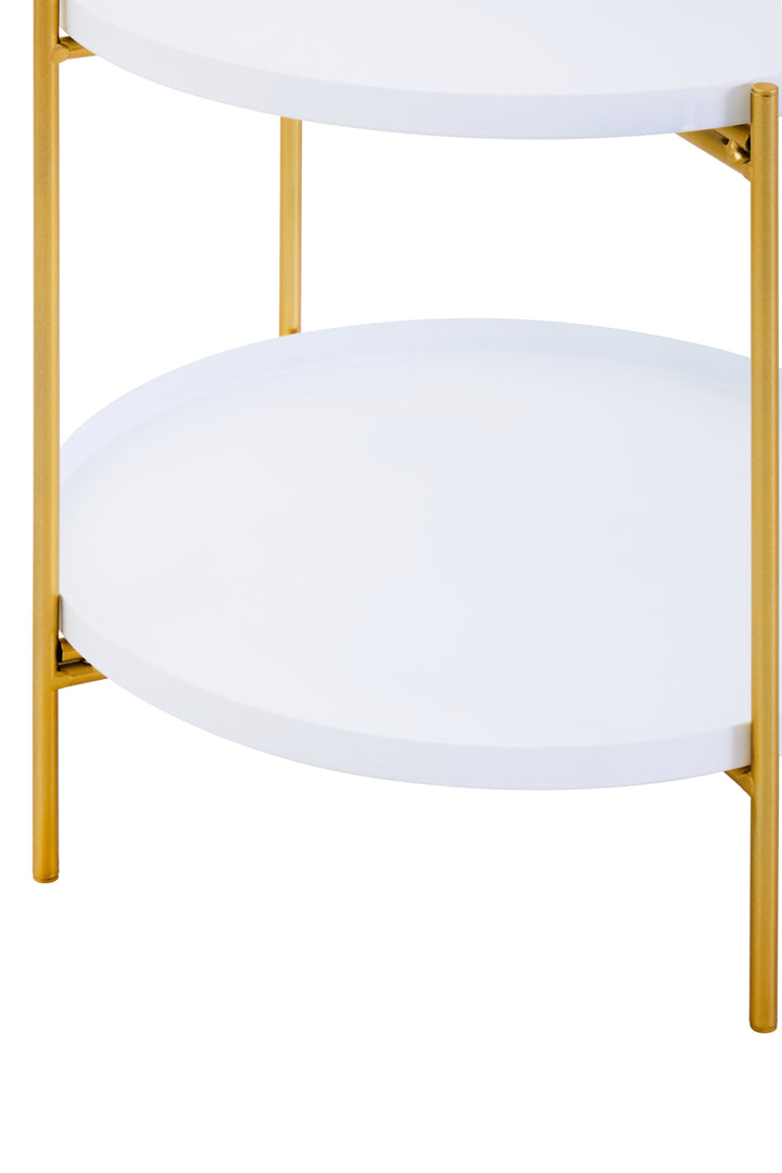 Trosa Side Table – Two Tier in White and Gold Finish