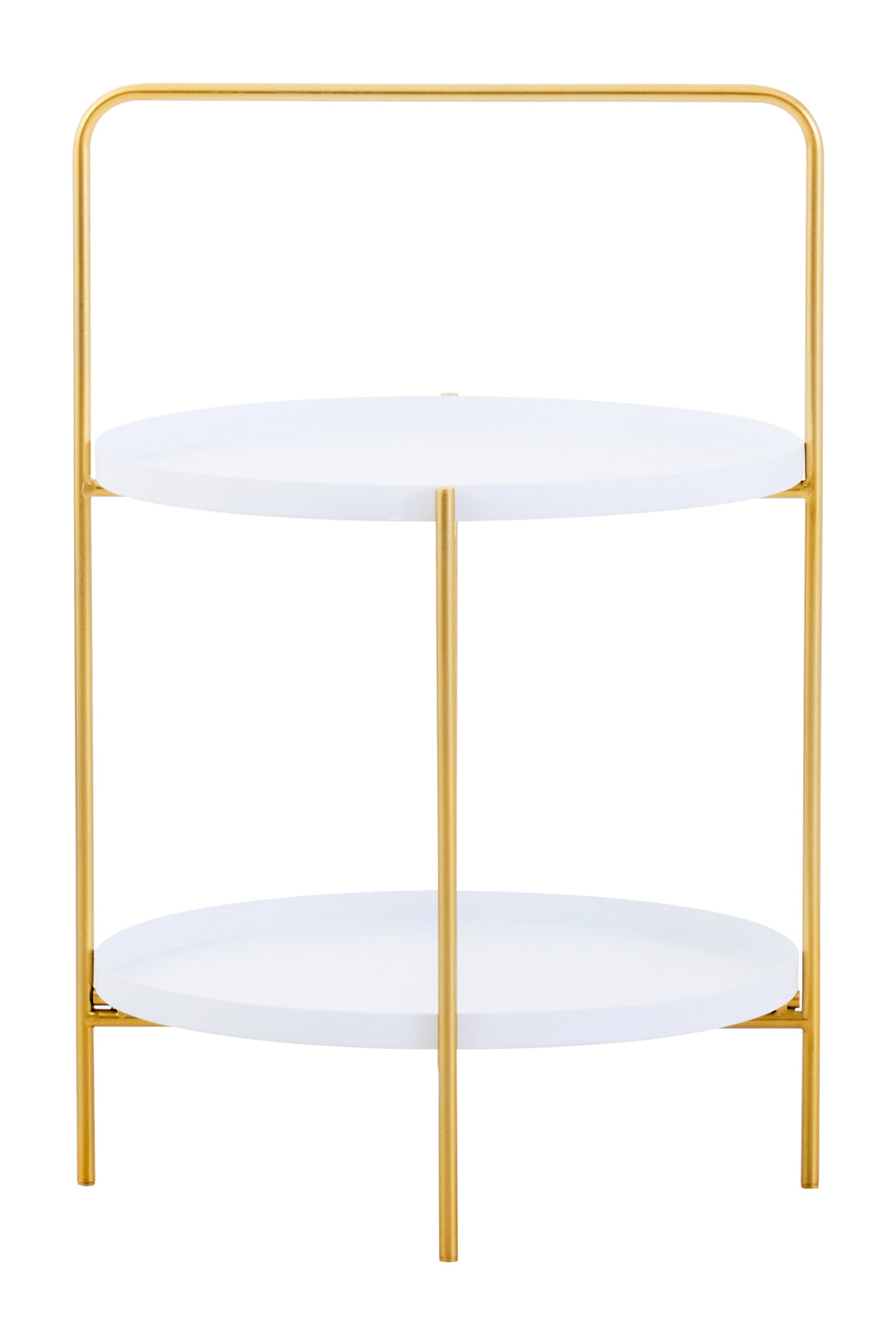 Trosa Side Table – Two Tier in White and Gold Finish