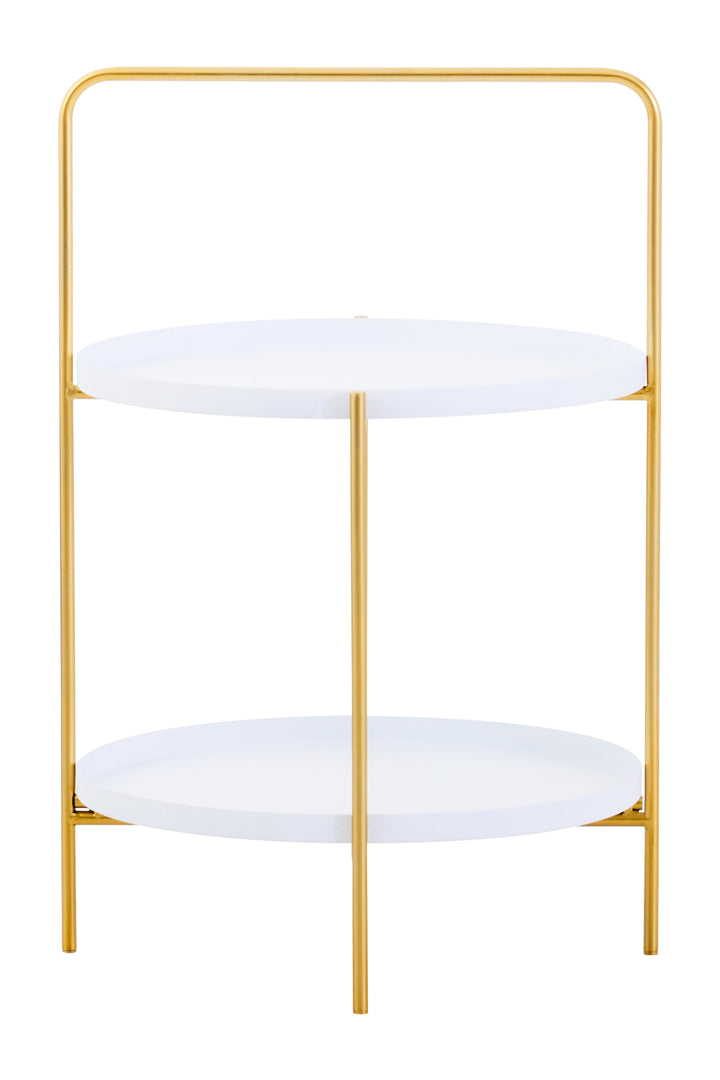 Trosa Side Table – Two Tier in White and Gold Finish