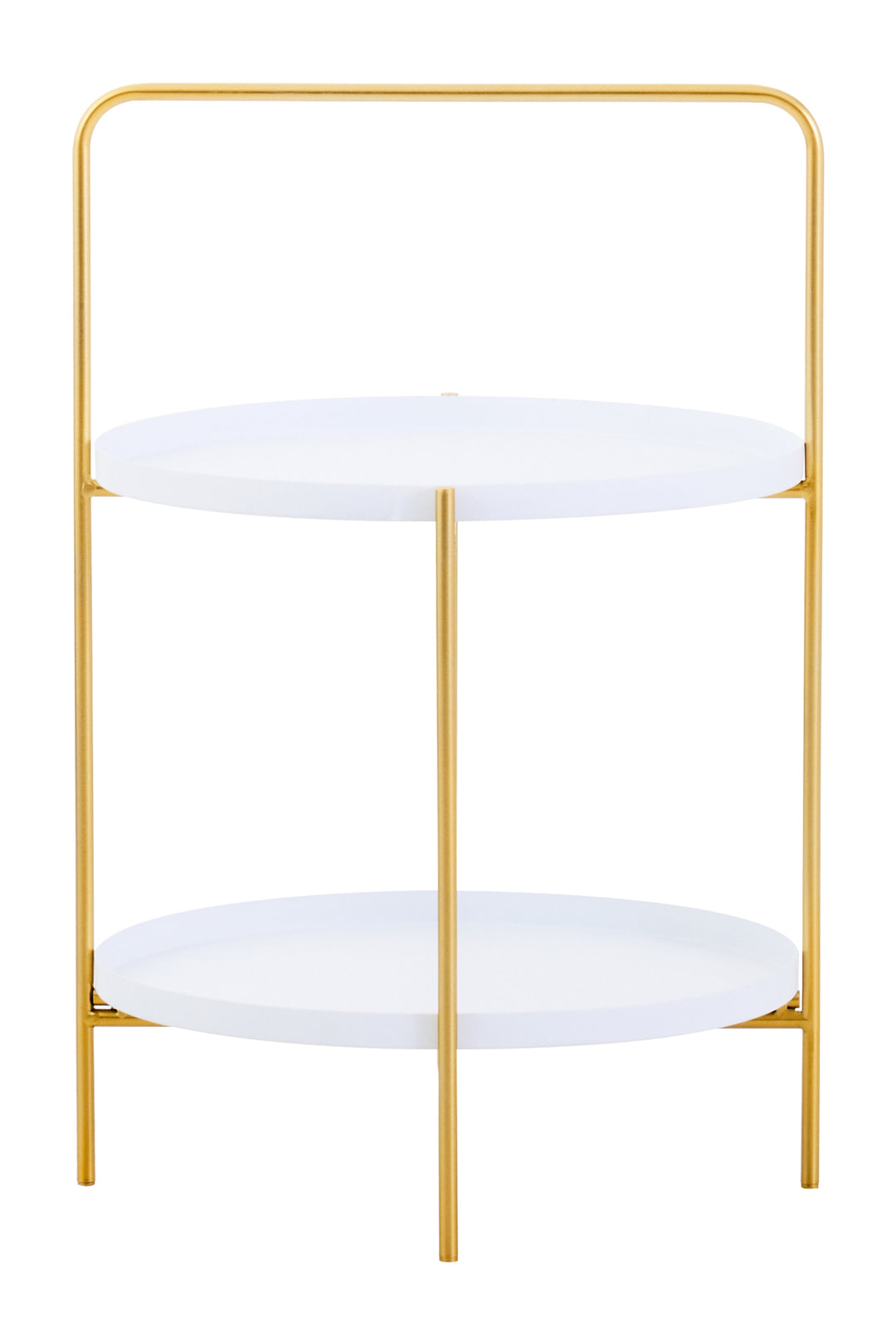Trosa Side Table – Two Tier in White and Gold Finish