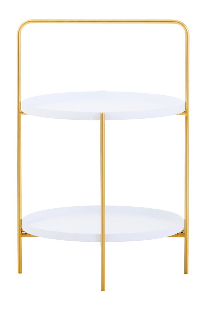 Trosa Side Table – Two Tier in White and Gold Finish