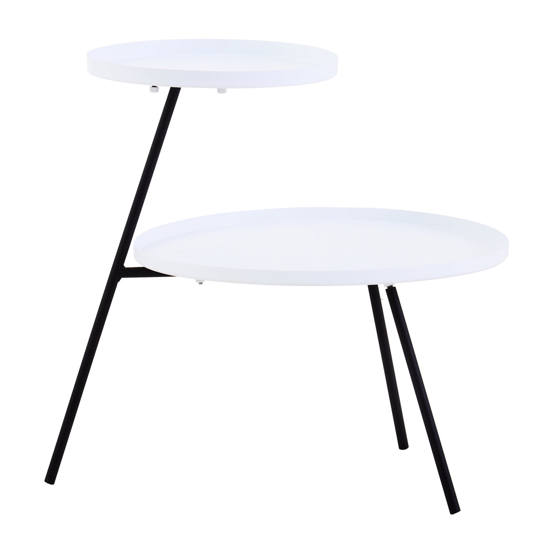 Trosa Side Table – Two Shelf in White and Black Finish