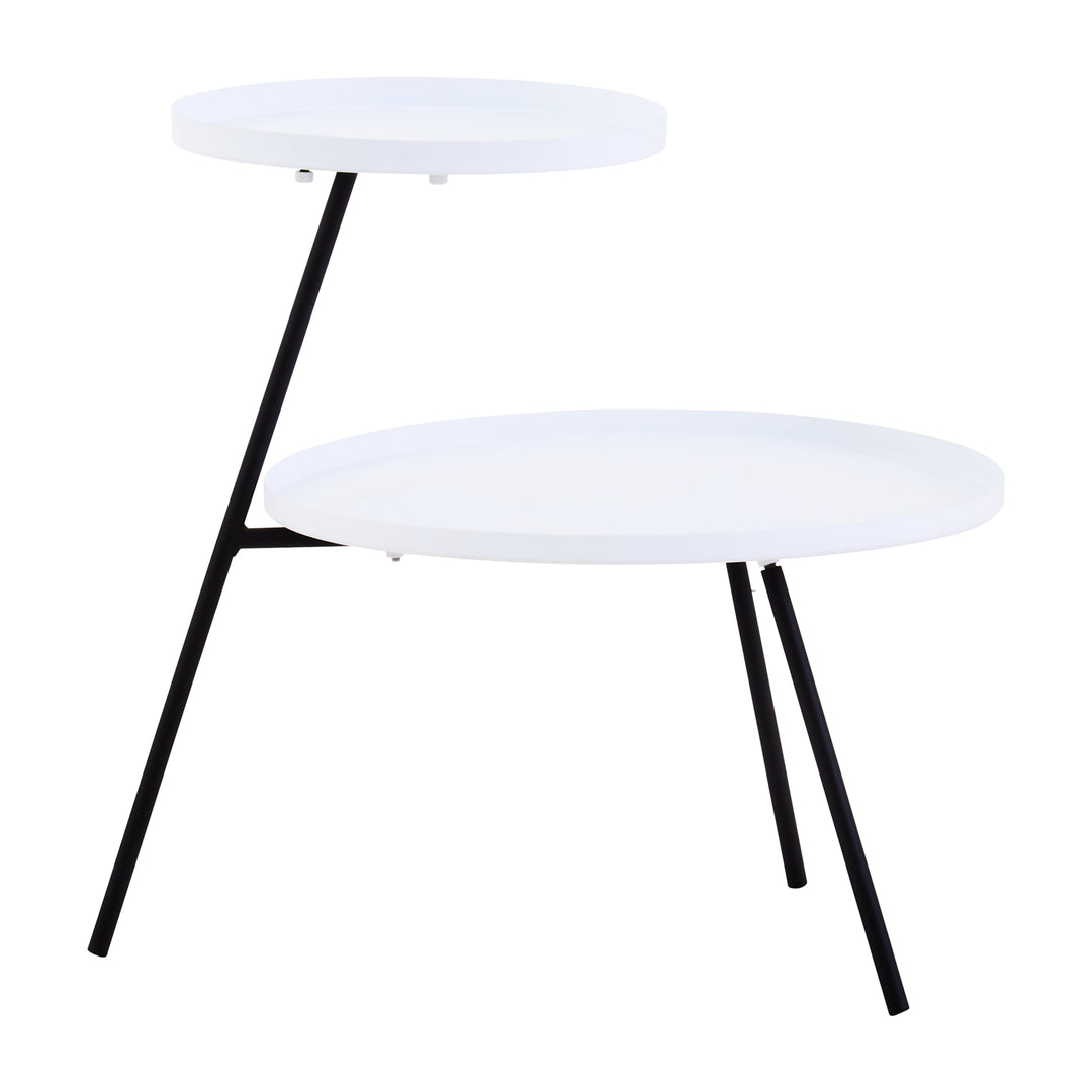 Trosa Side Table – Two Shelf in White and Black Finish