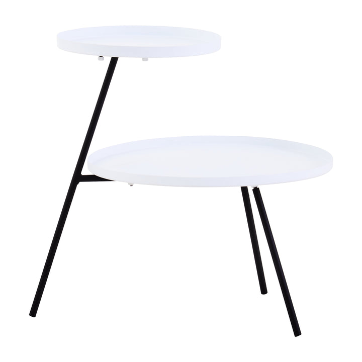 Trosa Side Table – Two Shelf in White and Black Finish