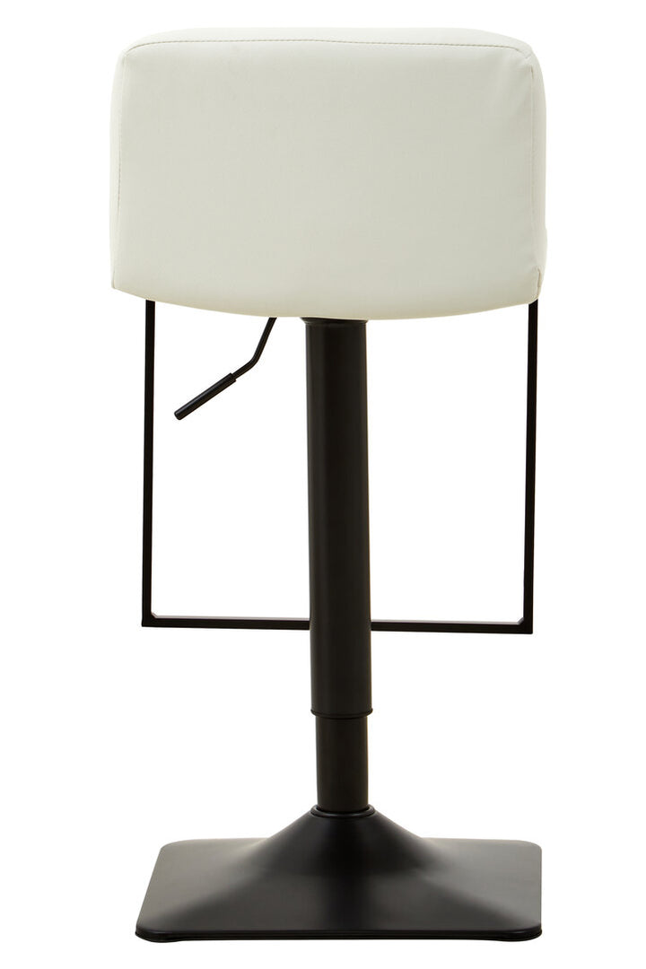 Lido Bar Chair – White Leather Effect with Black Base