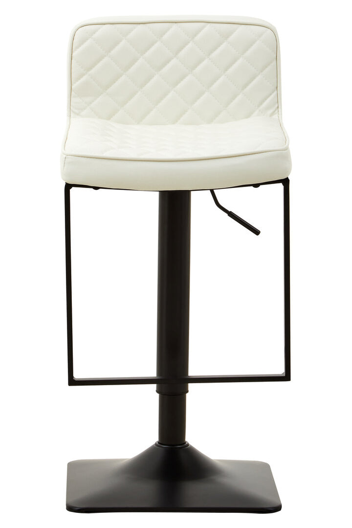 Lido Bar Chair – White Leather Effect with Black Base