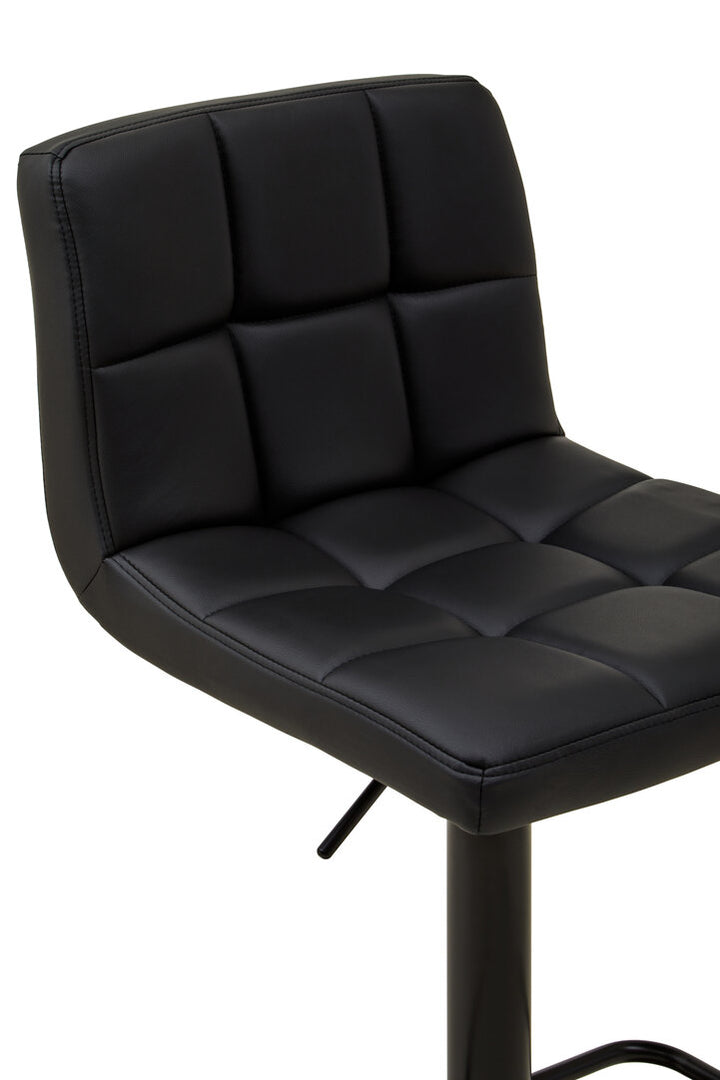 Lido Quilted Bar Stool – Black Leather Effect