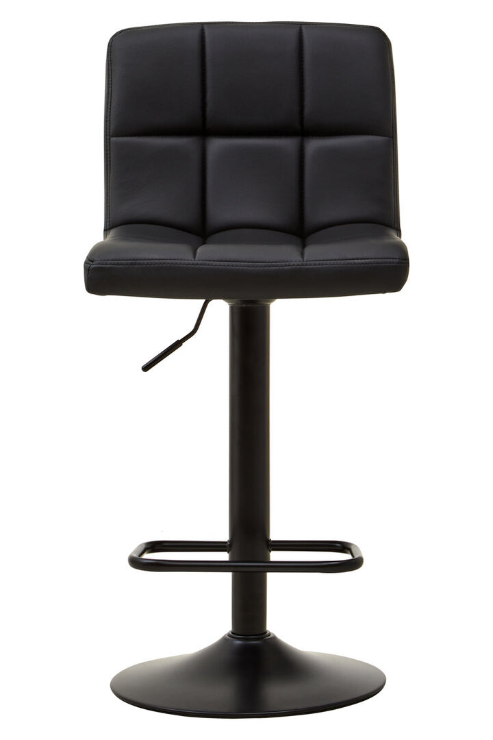 Lido Quilted Bar Stool – Black Leather Effect