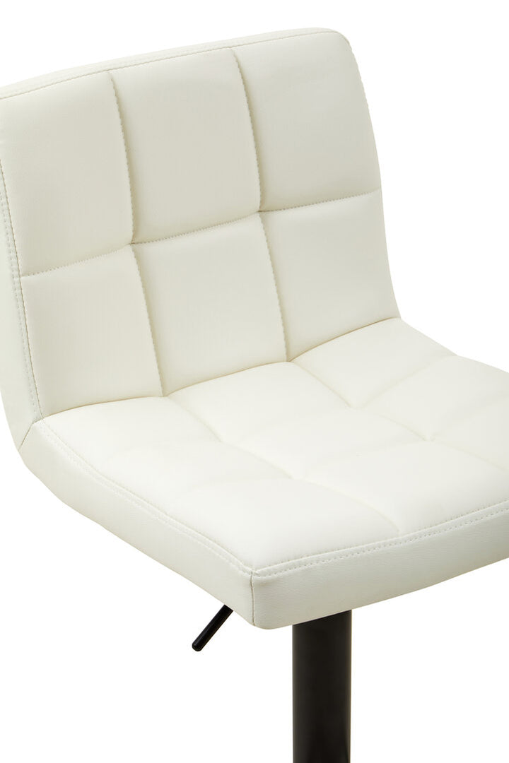 Lido Quilted Bar Stool – White Leather Effect