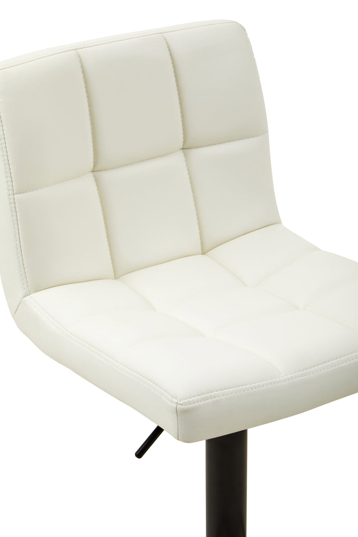 Baina White Quilted Leather Bar Stool