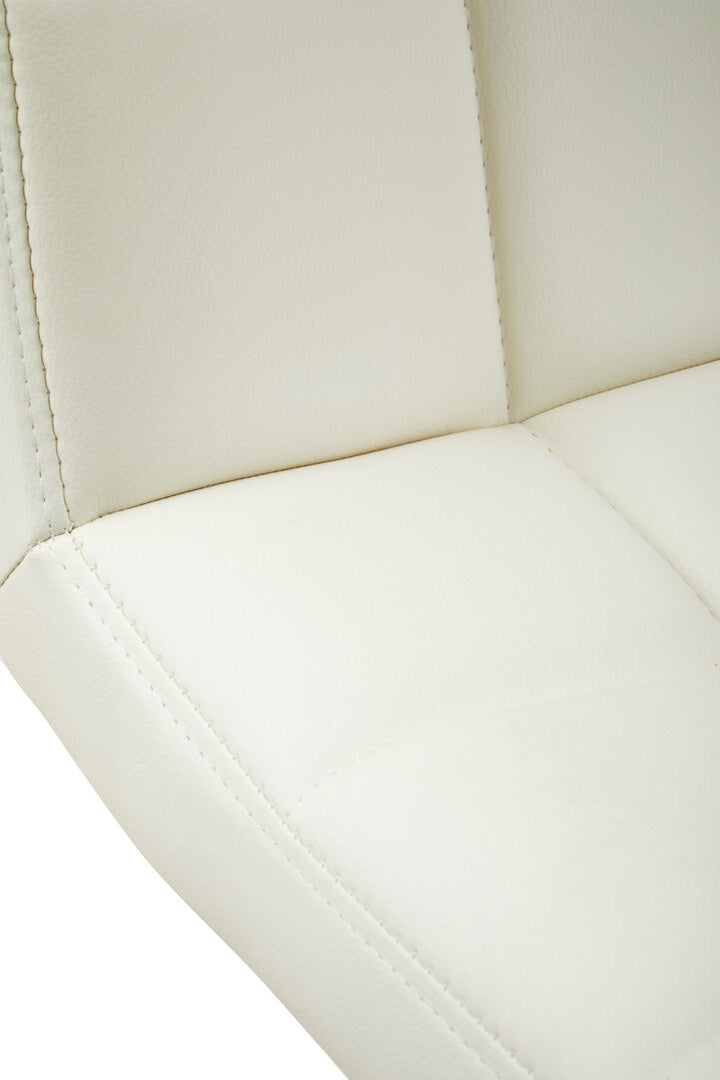 Lido Quilted Bar Stool – White Leather Effect