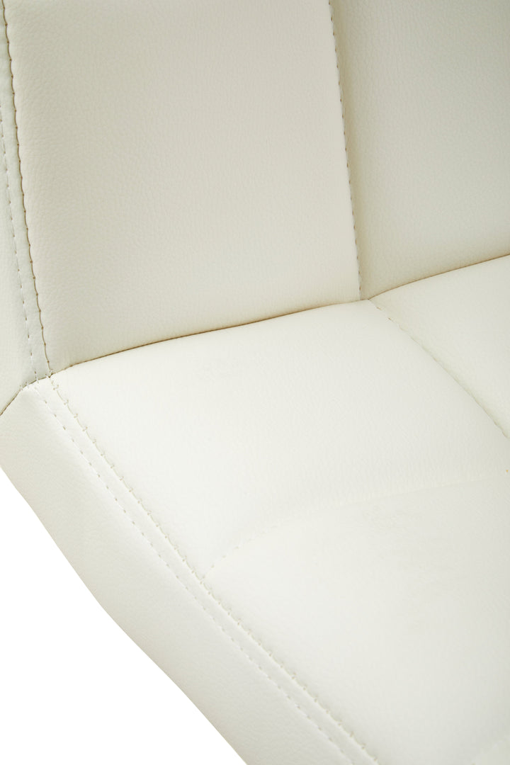 Baina White Quilted Leather Bar Stool