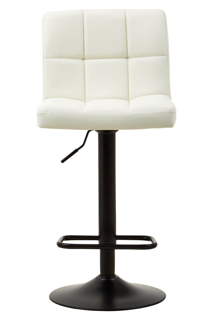 Lido Quilted Bar Stool – White Leather Effect