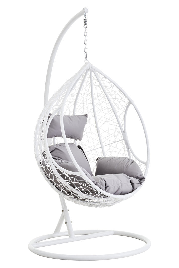 Reed White Hanging Chair with Cut-Out Sides