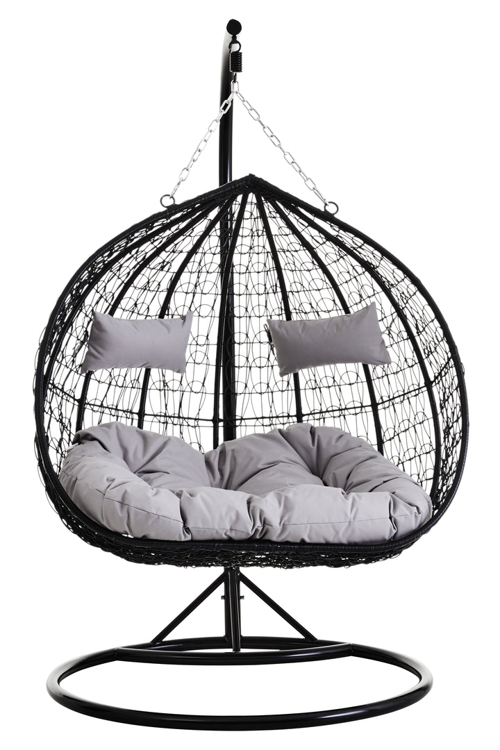 Goa Double Hanging Chair with Round Black Base